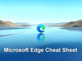 The Microsoft Edge logo and the title "Microsoft Edge Cheat Sheet."