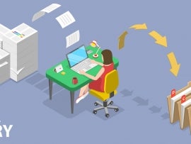 3D Isometric Vector Conceptual Illustration of Data Entry Specialist.