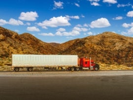 A truck driving on a highway.