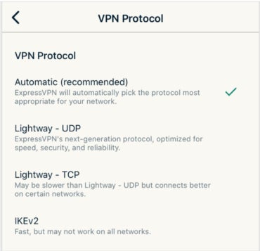 ExpressVPN protocols.