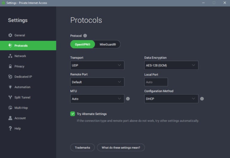 PIA protocol customization.